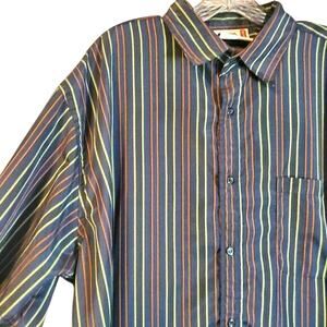 BKLYN United Short Sleeve Shirt Size XL Striped Rare Older Label Vintage Grunge